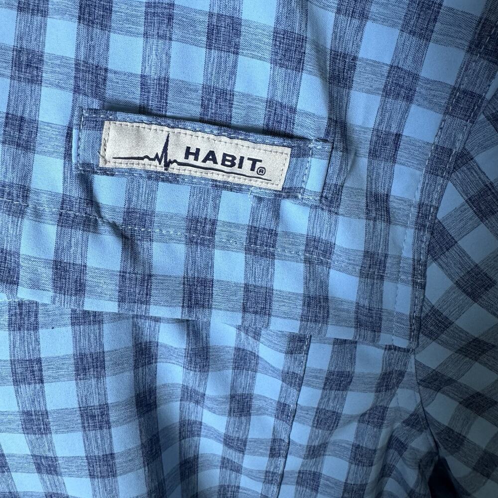 Habit Fishing Shirt Mens 3XL Blue Plaid Long Sleeve Vented Performance Outdoors - Picture 5 of 13